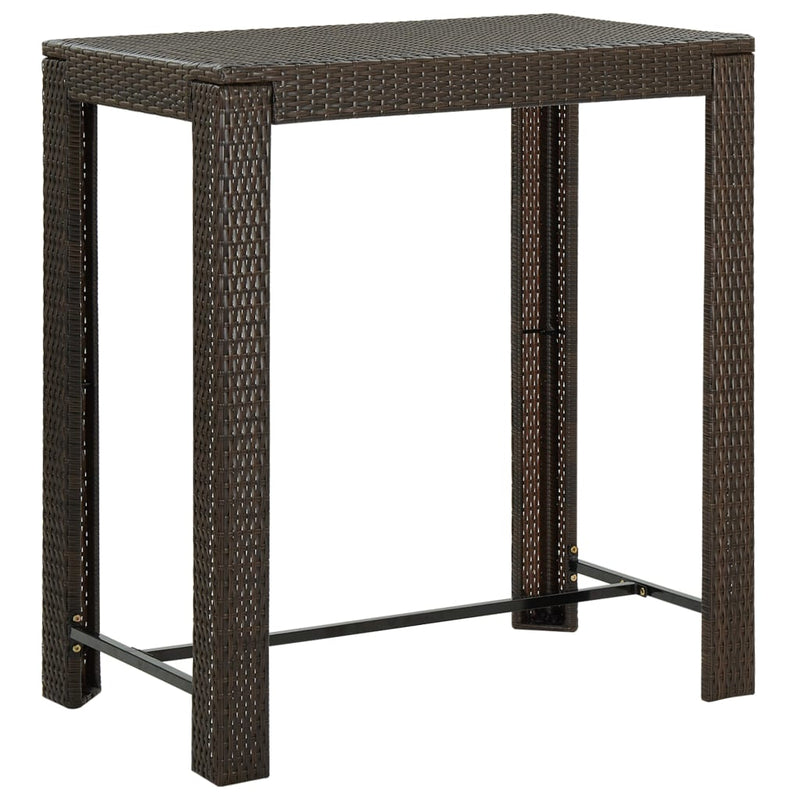 vidaXL 7 Piece Garden Bar Set with Cushions Poly Rattan Brown