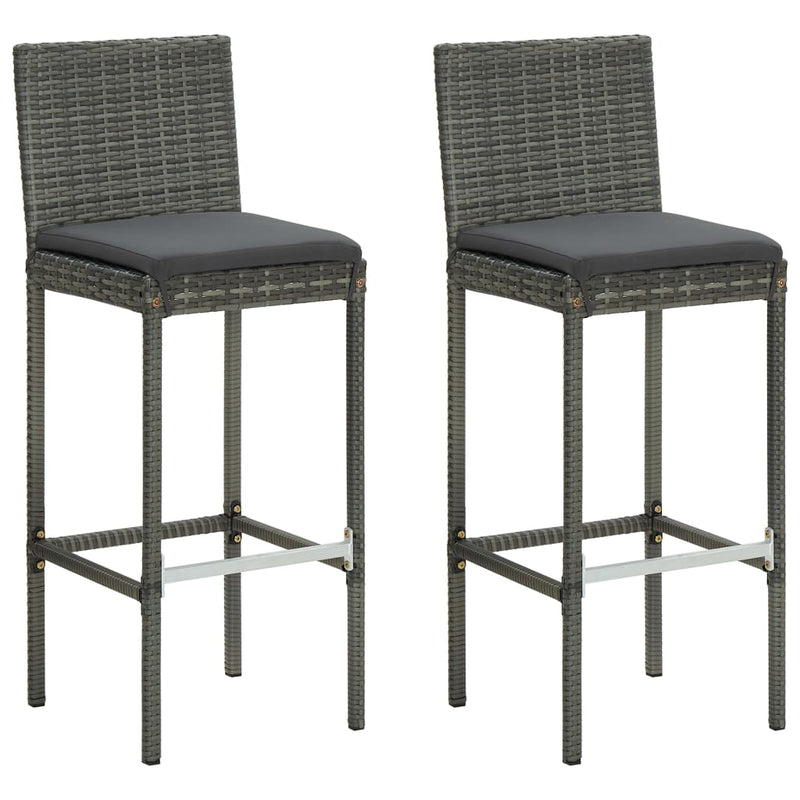vidaXL 3 Piece Outdoor Bar Set with Cushions Poly Rattan Grey