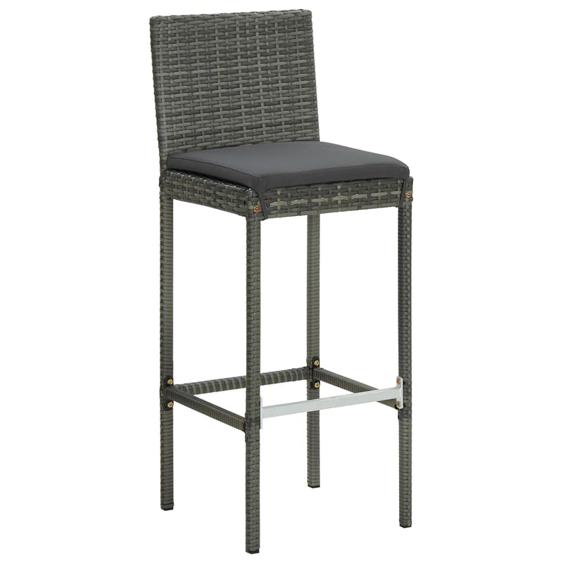 vidaXL 3 Piece Outdoor Bar Set with Cushions Poly Rattan Grey
