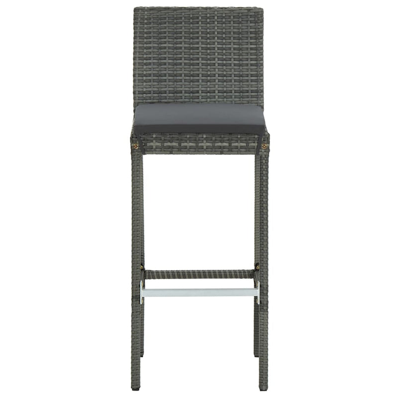 vidaXL 3 Piece Outdoor Bar Set with Cushions Poly Rattan Grey