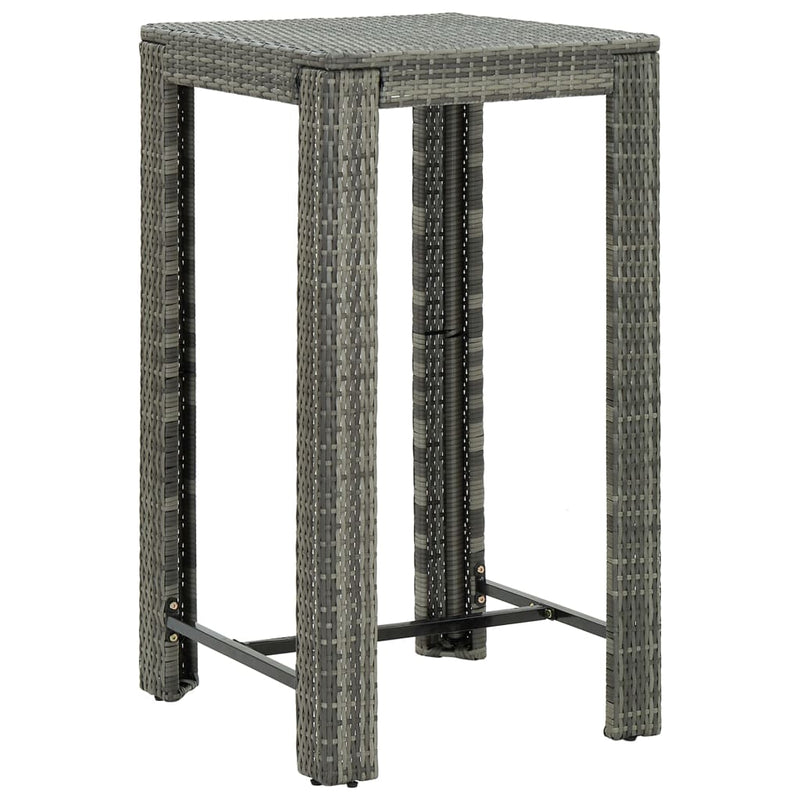 vidaXL 3 Piece Outdoor Bar Set with Cushions Poly Rattan Grey