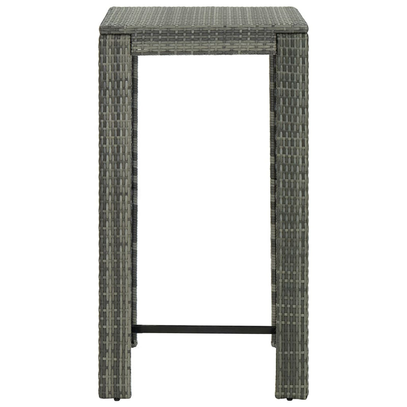 vidaXL 3 Piece Outdoor Bar Set with Cushions Poly Rattan Grey