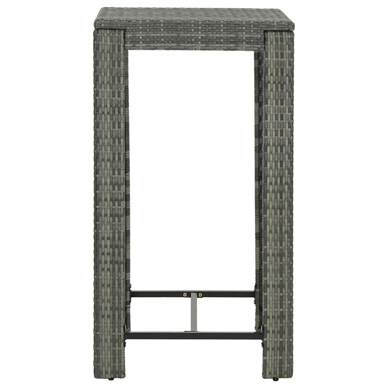 vidaXL 3 Piece Outdoor Bar Set with Cushions Poly Rattan Grey