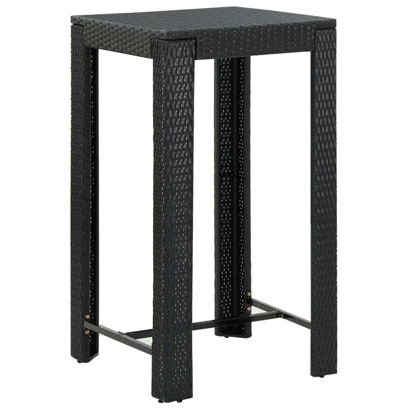 5 Piece Outdoor Bar Set with Cushions Poly Rattan Black