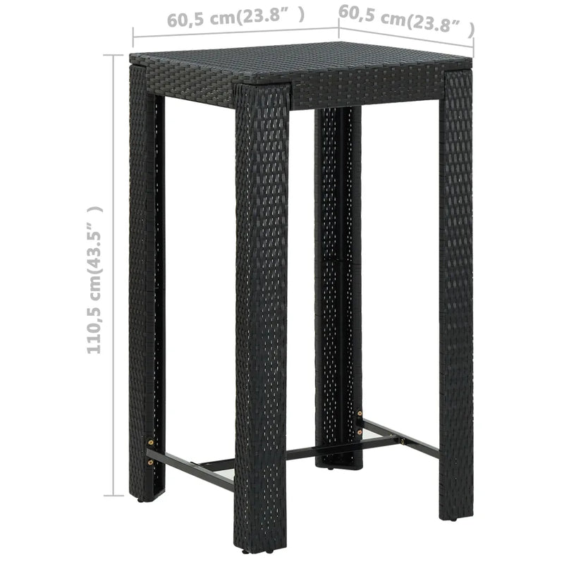 5 Piece Outdoor Bar Set with Cushions Poly Rattan Black