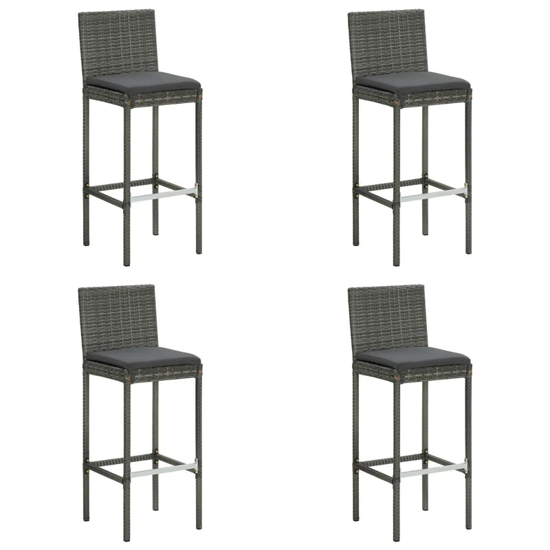 5 Piece Outdoor Bar Set with Cushions Poly Rattan Grey