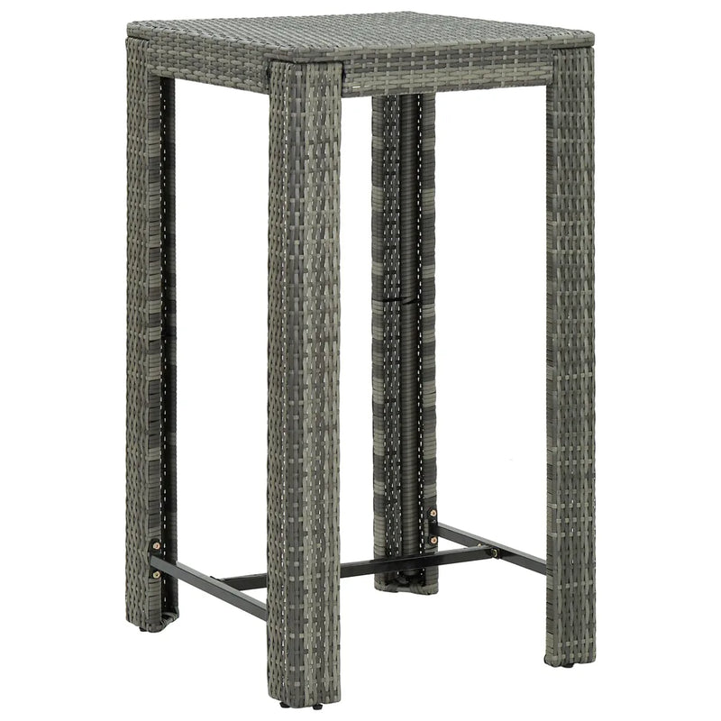 5 Piece Outdoor Bar Set with Cushions Poly Rattan Grey