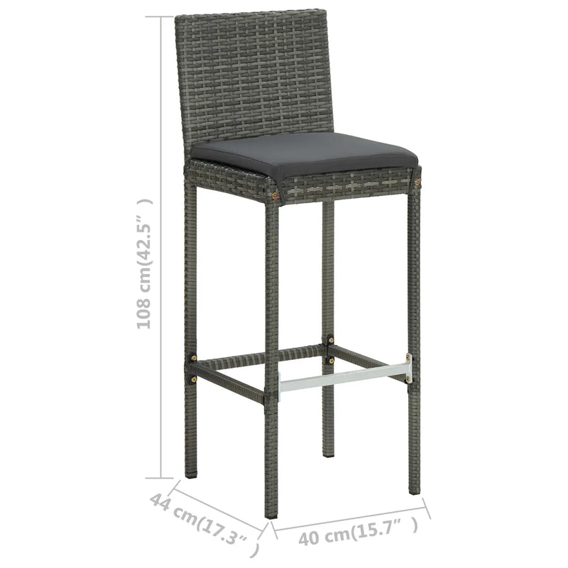 5 Piece Outdoor Bar Set with Cushions Poly Rattan Grey