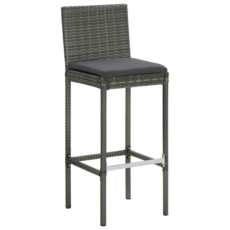 7 Piece Outdoor Bar Set with Cushions Poly Rattan Grey