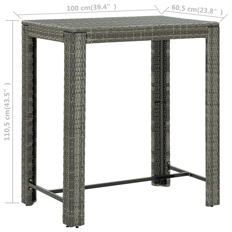 7 Piece Outdoor Bar Set with Cushions Poly Rattan Grey