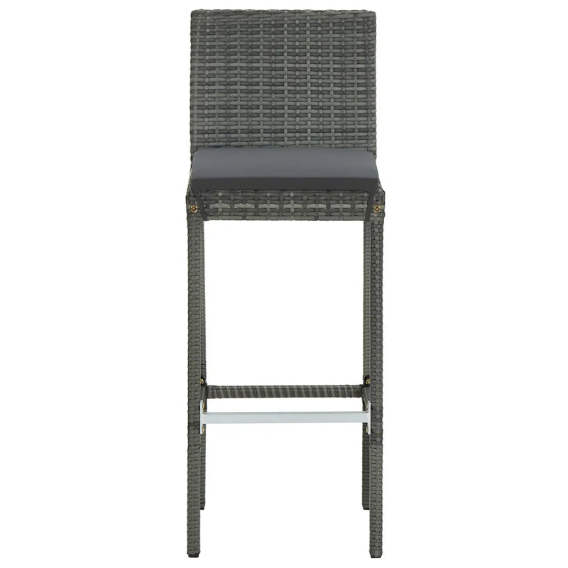 7 Piece Outdoor Bar Set with Cushions Poly Rattan Grey
