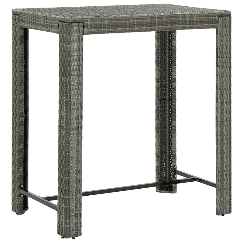 7 Piece Outdoor Bar Set with Cushions Poly Rattan Grey