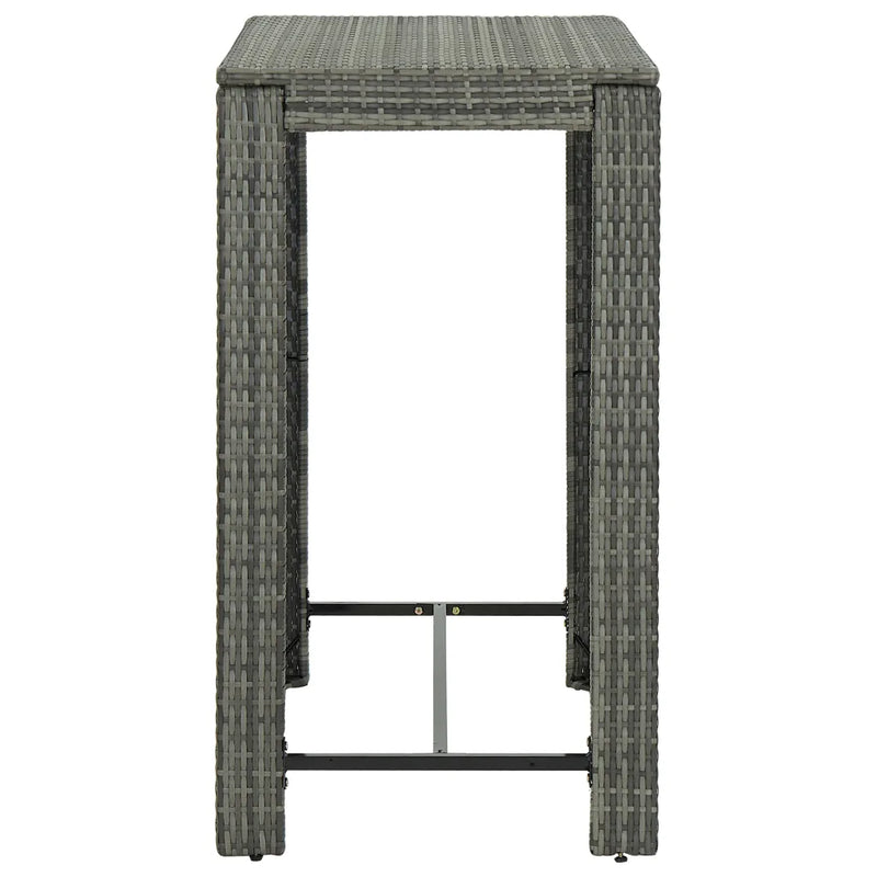 7 Piece Outdoor Bar Set with Cushions Poly Rattan Grey