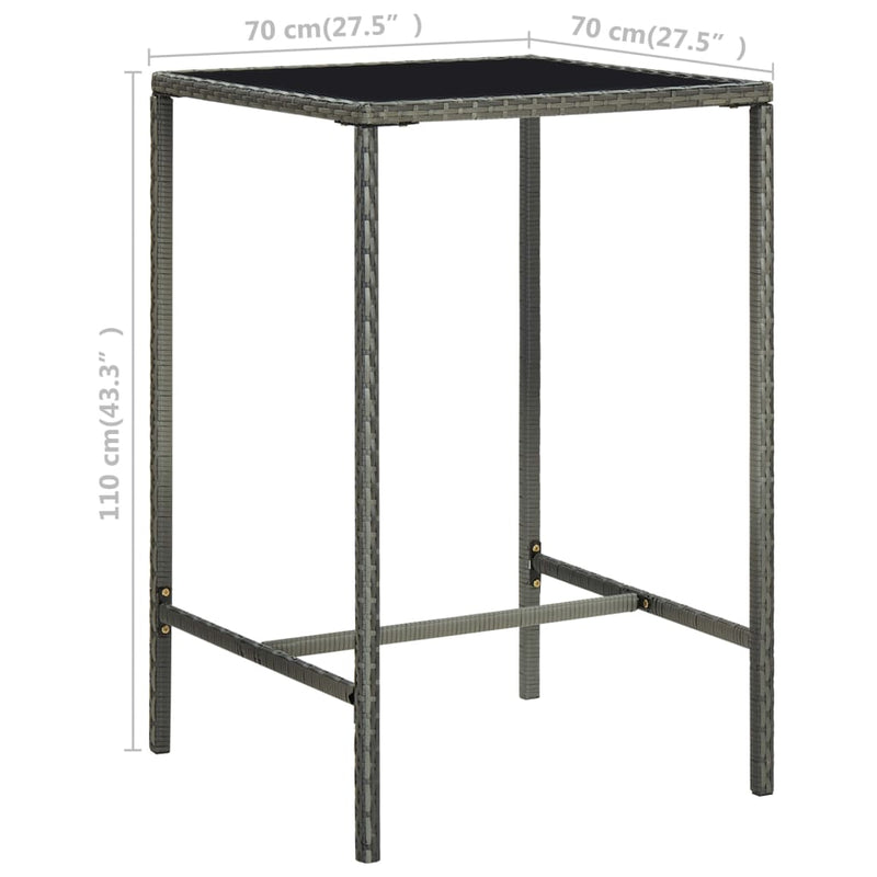 vidaXL 5 Piece Garden Bar Set Poly Rattan Grey
