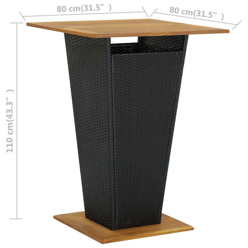 vidaXL 5 Piece Garden Bar Set with Cushions Poly Rattan Black