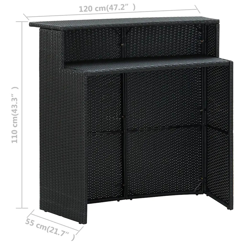 5 Piece Garden Bar Set with Cushions Black