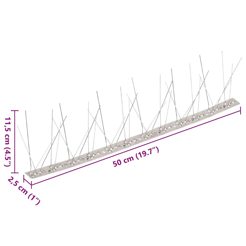 5-row Stainless Steel Bird & Pigeon Spikes Set of 10 5 m