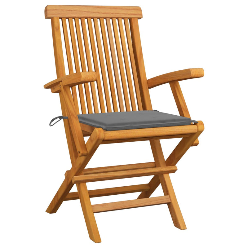 vidaXL Garden Chairs with Grey Cushions 6 pcs Solid Teak Wood