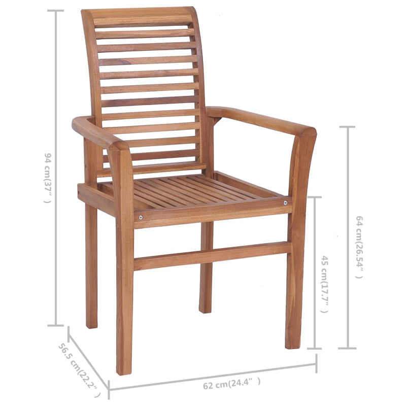 vidaXL Dining Chairs 2 pcs with Anthracite Cushions Solid Teak Wood