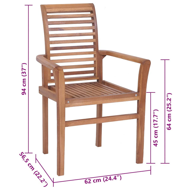 vidaXL Dining Chairs 4 pcs with Cream Cushions Solid Teak Wood