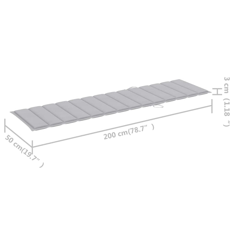 vidaXL Sun Lounger with Grey Cushion Solid Teak Wood