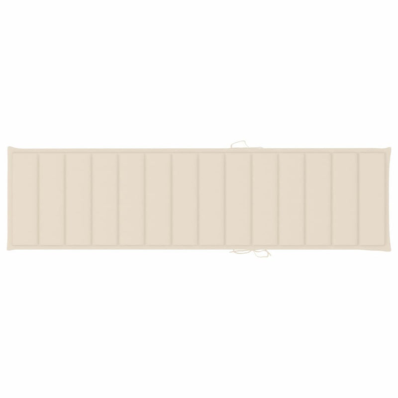 Sun Lounger with Cream Cushion Solid Teak Wood