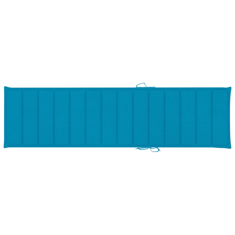 vidaXL Sun Lounger with Blue Cushion Solid Teak Wood