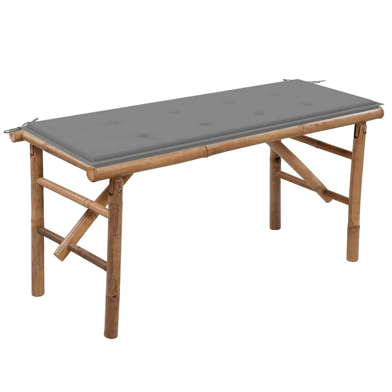 vidaXL Folding Garden Bench with Cushion 118 cm Bamboo