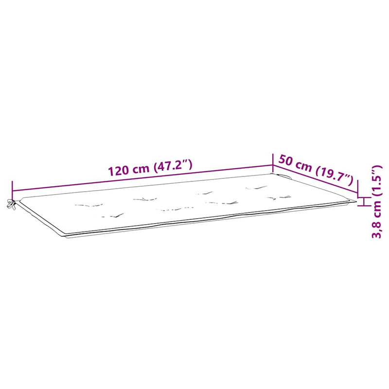 vidaXL Folding Garden Bench with Cushion 118 cm Bamboo