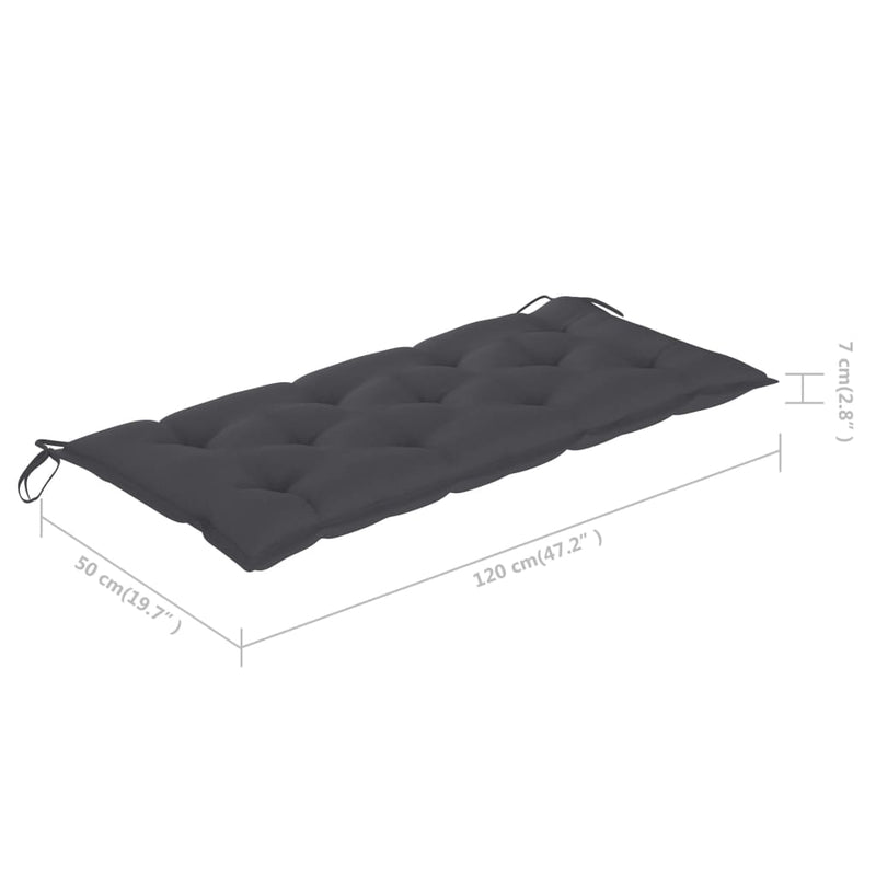 vidaXL Folding Garden Bench with Cushion 118 cm Bamboo
