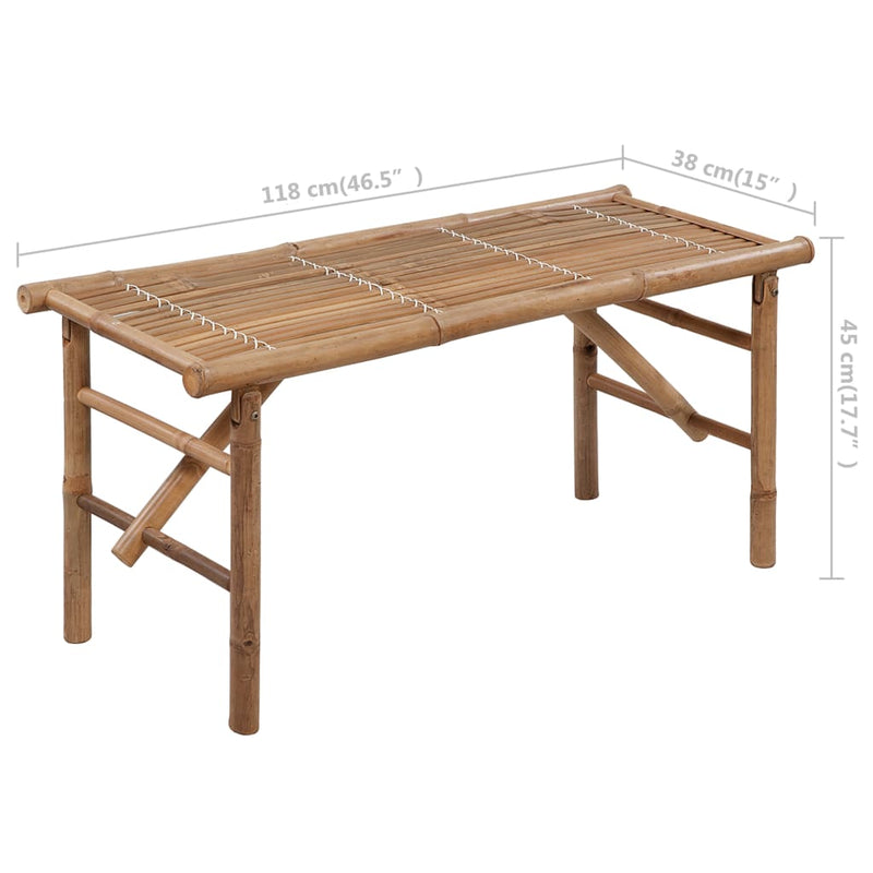 vidaXL Folding Garden Bench with Cushion 118 cm Bamboo