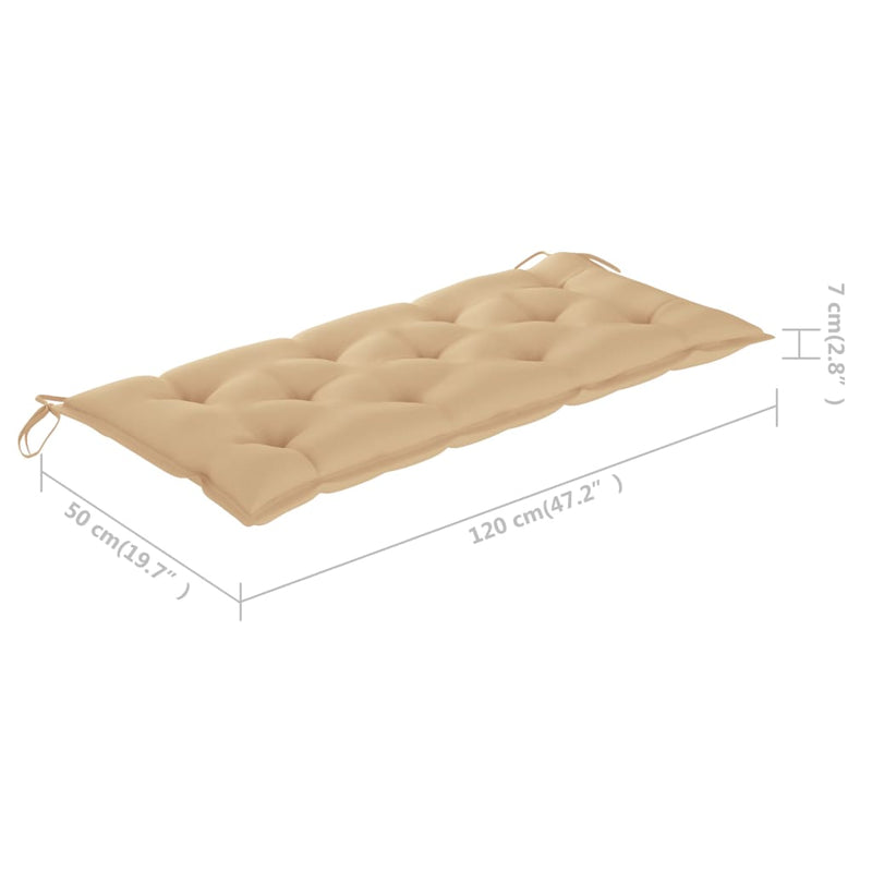 vidaXL Garden Bench with Cushion 120 cm Bamboo