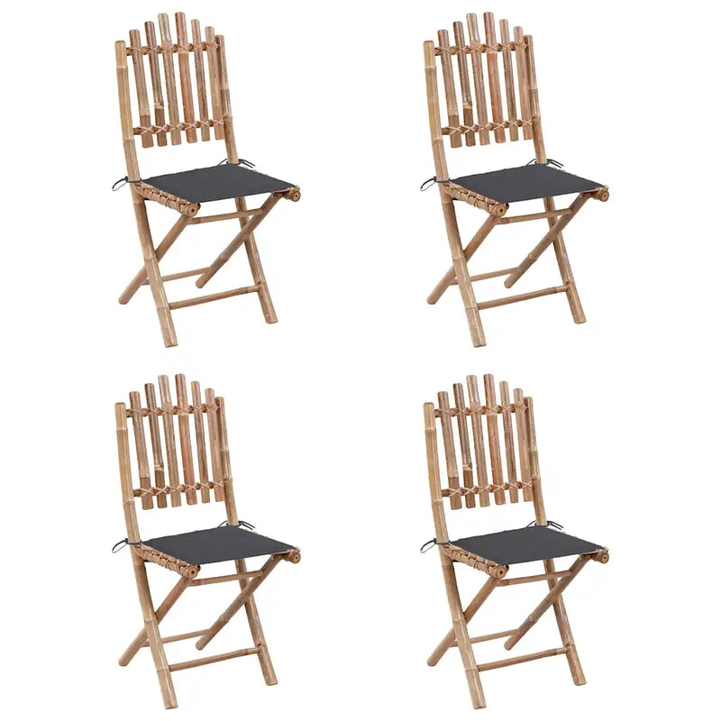 5 Piece Folding Outdoor Dining Set with Cushions Bamboo