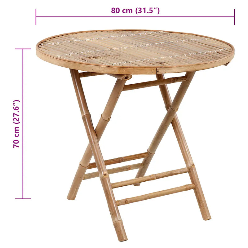 5 Piece Folding Outdoor Dining Set with Cushions Bamboo
