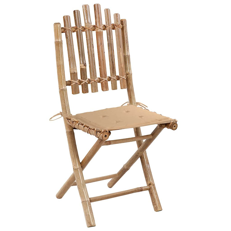 vidaXL 5 Piece Folding Outdoor Dining Set with Cushions Bamboo