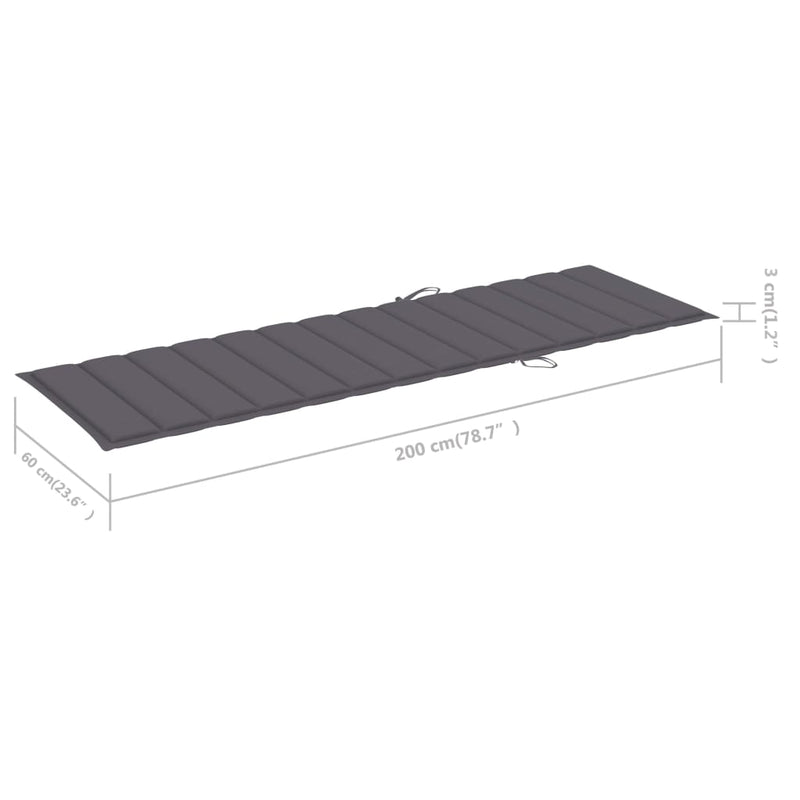 vidaXL Sun Lounger with Cushion Solid Acacia Wood