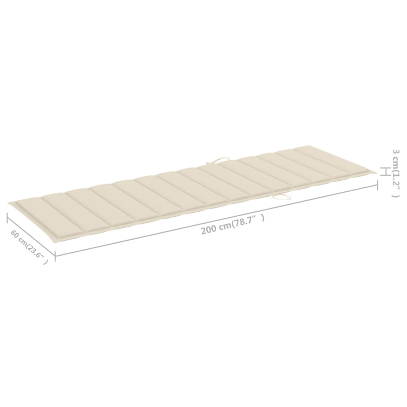 vidaXL Sun Lounger with Cushion Solid Acacia Wood