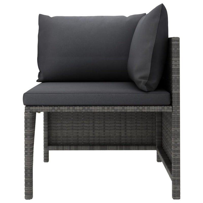vidaXL 5 Piece Garden Lounge Set with Cushions Poly Rattan Grey