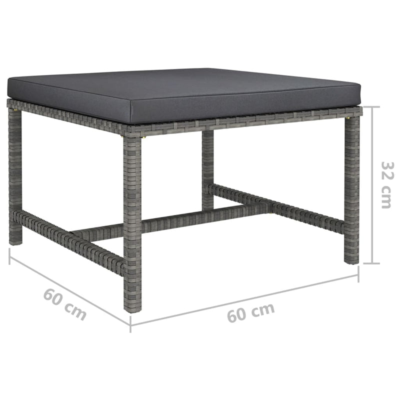 6 Piece Garden Lounge Set with Cushions Poly Rattan Grey