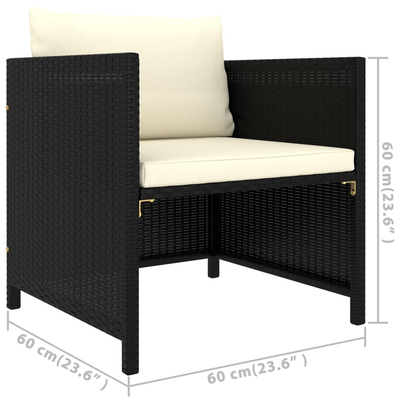 vidaXL 7 Piece Garden Lounge Set with Cushions Poly Rattan Black