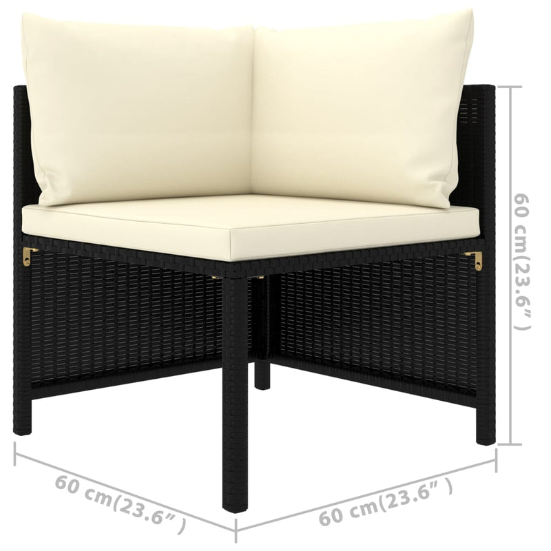 vidaXL 6 Piece Garden Lounge Set with Cushions Poly Rattan Black