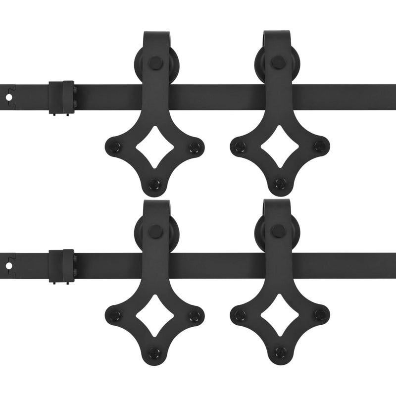 vidaXL Sliding Door Hardware Kits 2 pcs 183 cm Steel Black