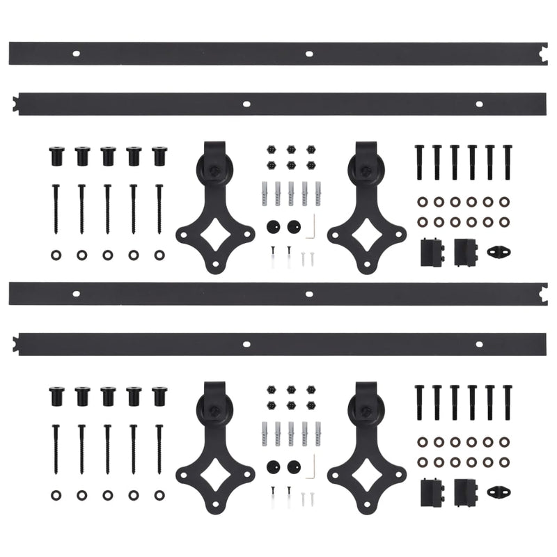 vidaXL Sliding Door Hardware Kits 2 pcs 183 cm Steel Black