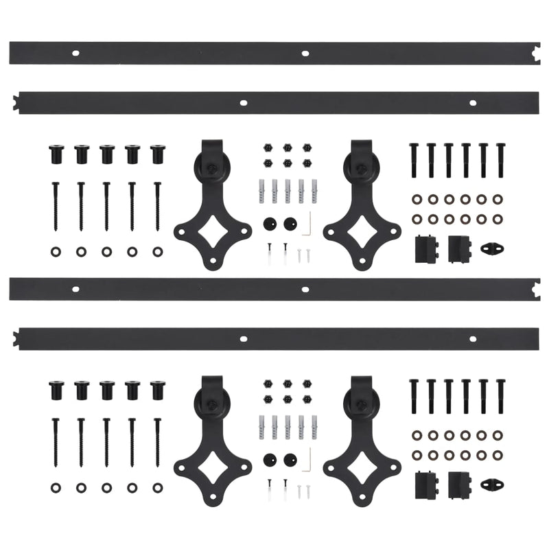 vidaXL Sliding Door Hardware Kits 2 pcs 200 cm Steel Black