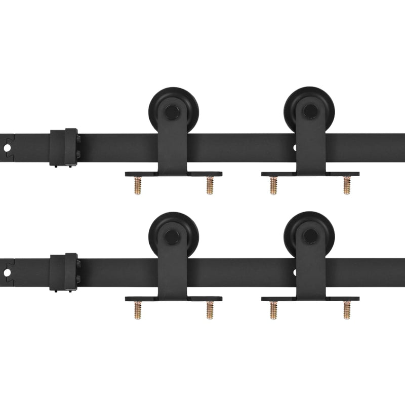vidaXL Sliding Door Hardware Kits 2 pcs 183 cm Steel Black