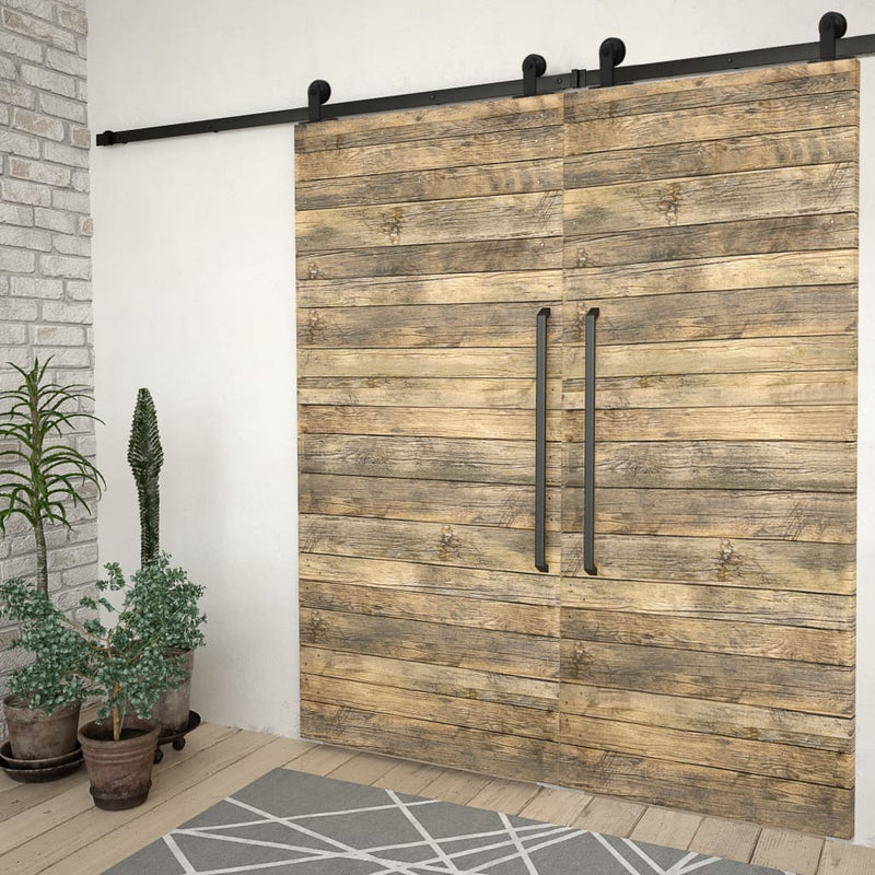 vidaXL Sliding Door Hardware Kits 2 pcs 183 cm Steel Black
