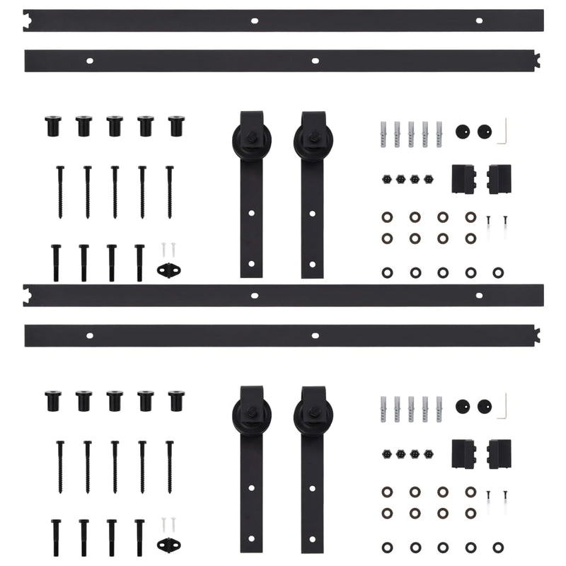 vidaXL Sliding Door Hardware Kits 2 pcs 183 cm Steel Black