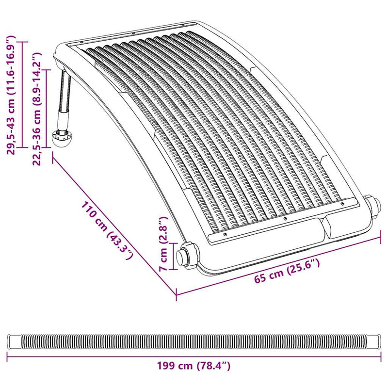 vidaXL Curved Pool Solar Heating Panels 2 pcs 110x65 cm