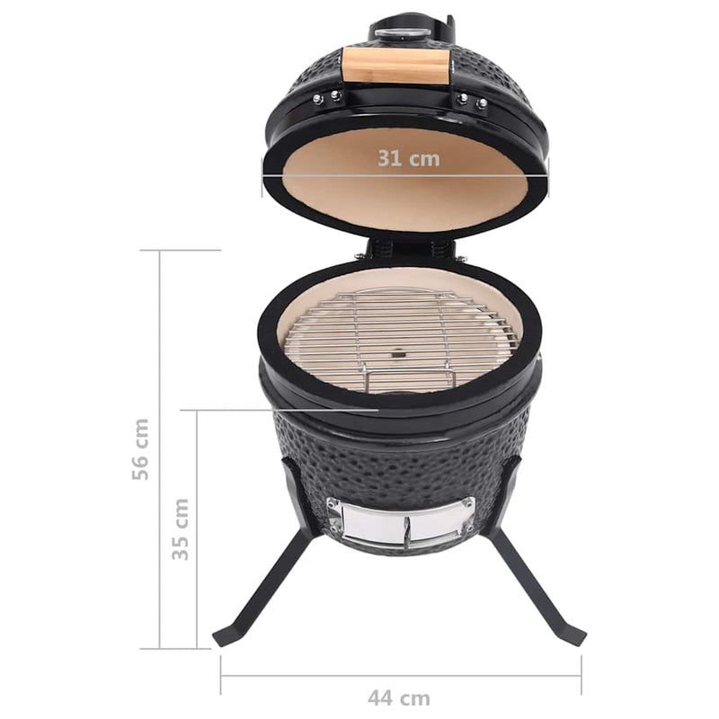 2-in-1 Kamado Barbecue Grill Smoker Ceramic 56 cm Black