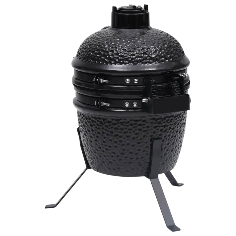 2-in-1 Kamado Barbecue Grill Smoker Ceramic 56 cm Black